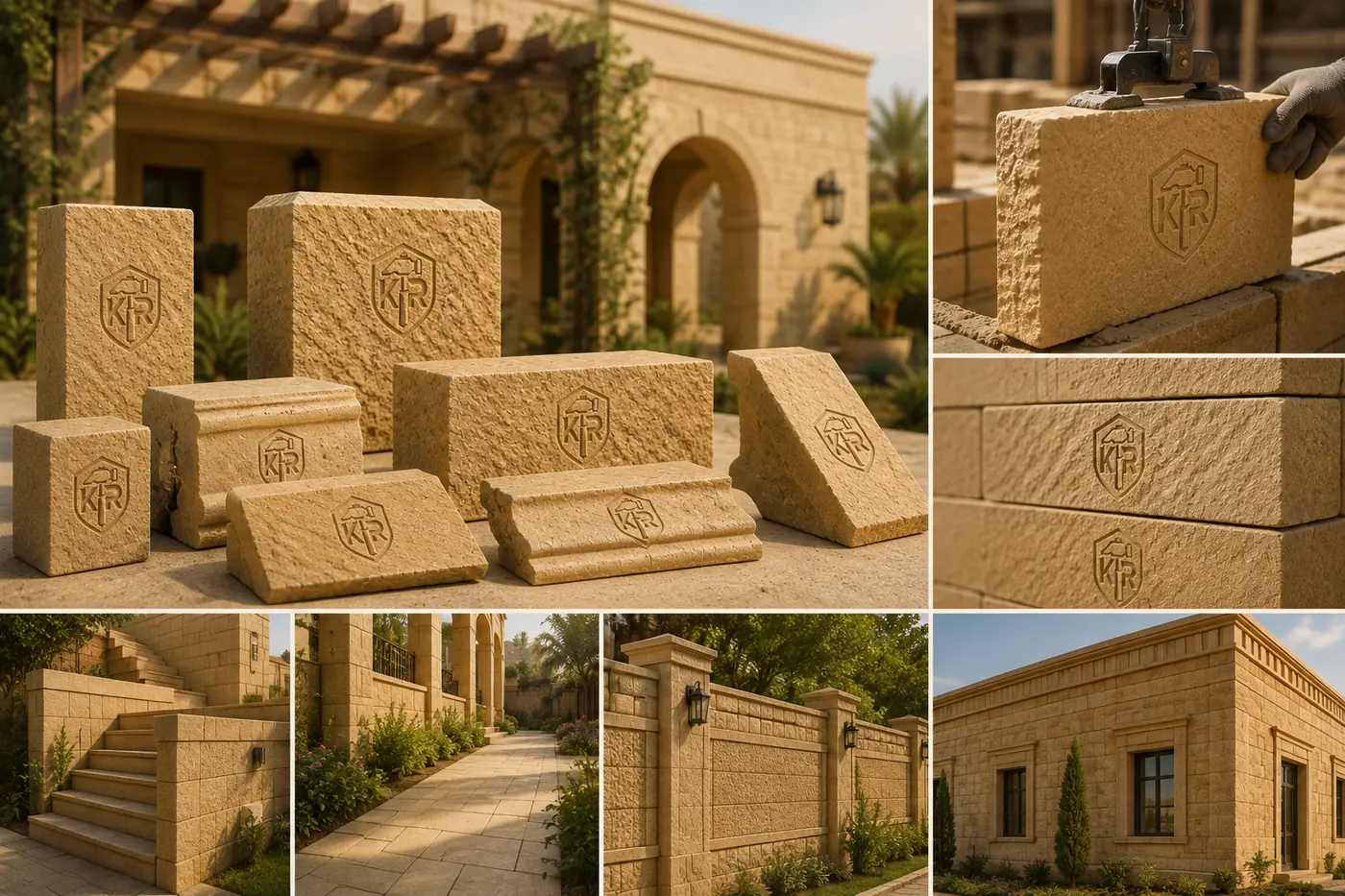 3D cut sandstone architectural elements