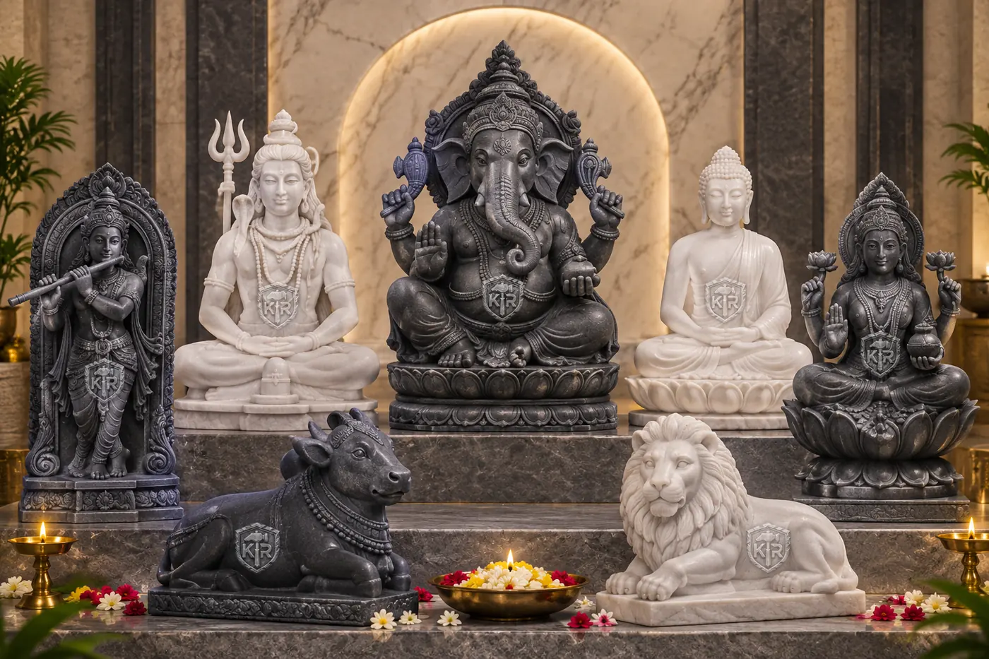 Decorative stone carving and idols
