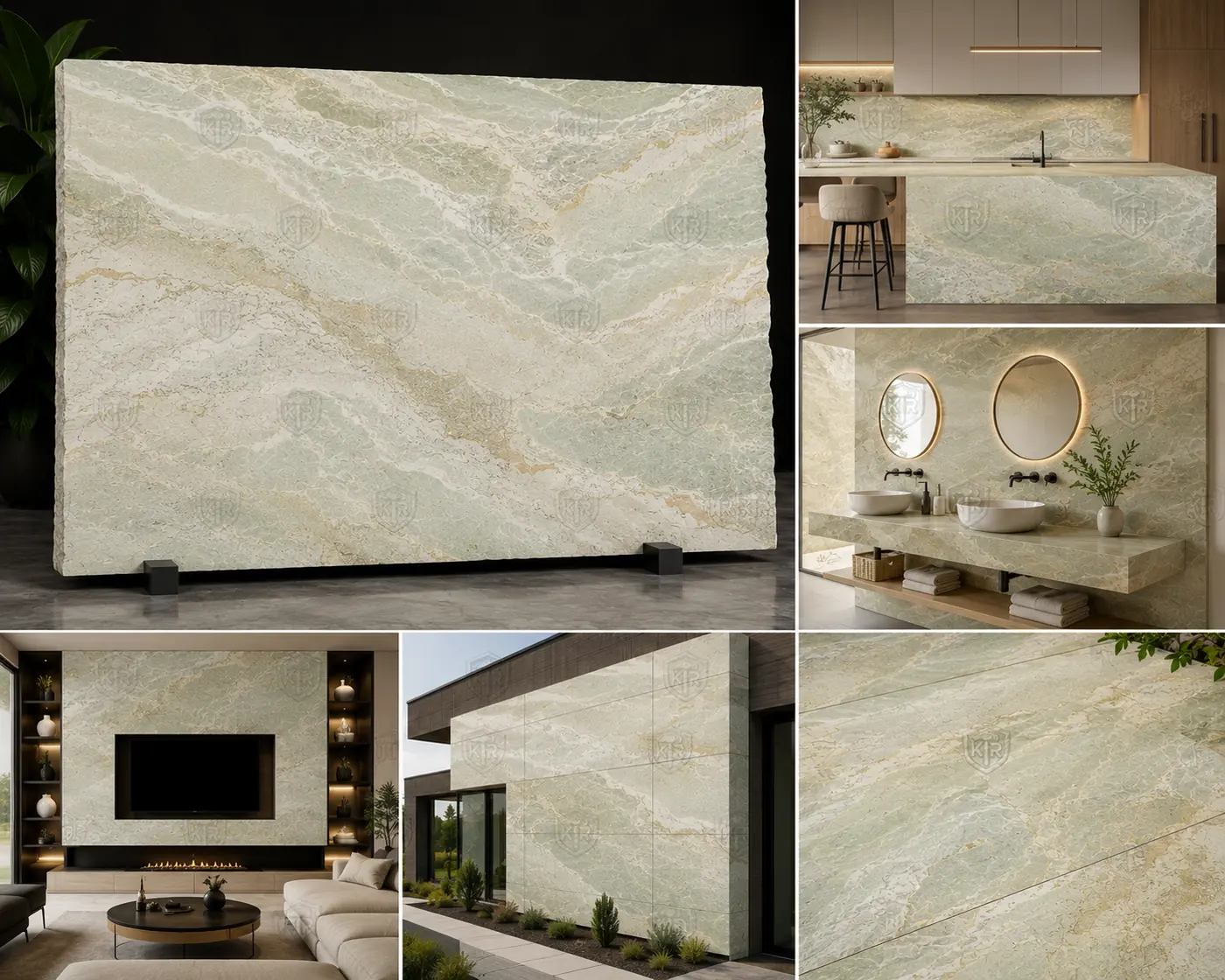 Mint Sandstone Slab natural grain at scale by K R STONES