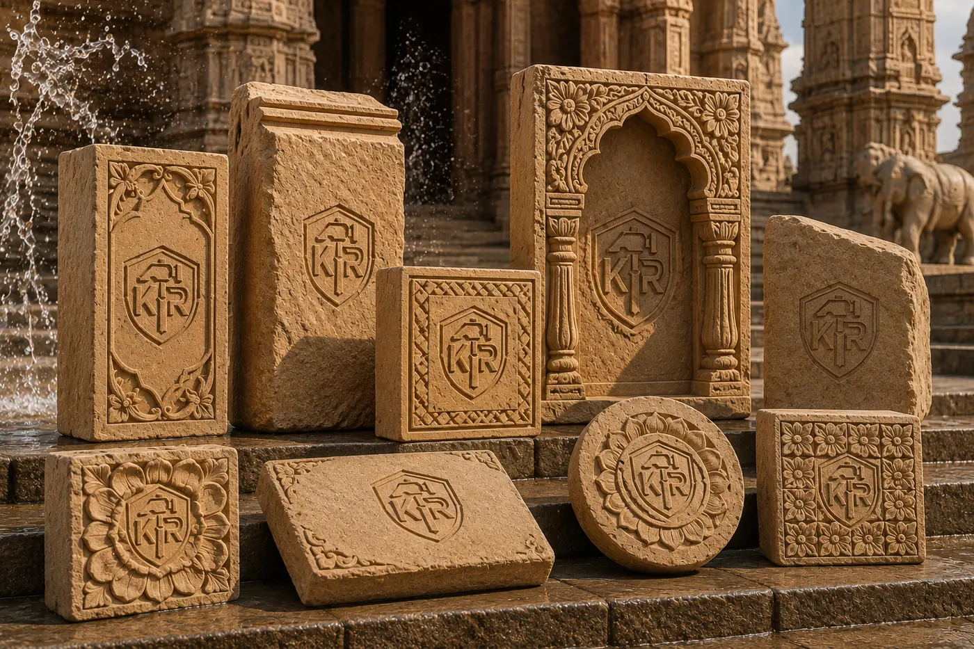 Custom stone temple and architectural carving by K R STONES
